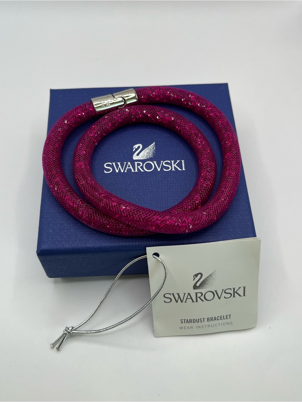 Swarovski Stardust Fuchsia Crystal Double Wrap Mesh Bracelet